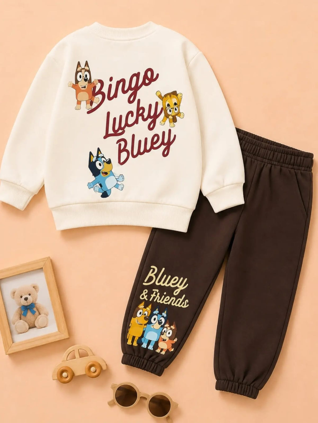 White and Brown Bluey Tracksuit