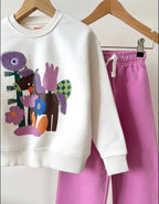 White And Pink Kids Tracksuit