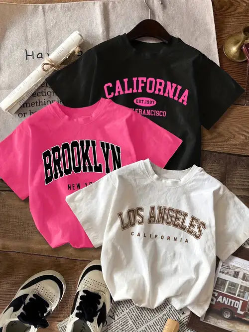 Kids Tees (Pack Of 3 )California , Brooklyn ,Los Angeles
