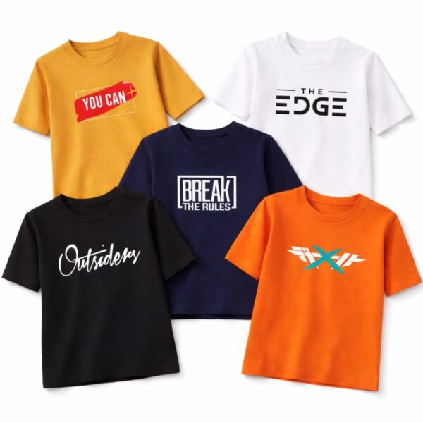 Kids Tees (Pack Of 5) You Can, The Edge, Outsider, Break The Rule.