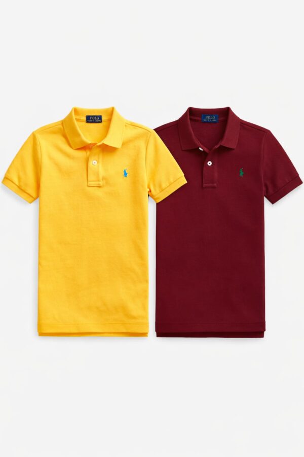Kids Mesh Polo Shirts (Pack Of 2) yellow, maroon