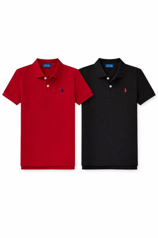 Kids Mesh Polo Shirts (Pack Of 2) red,black