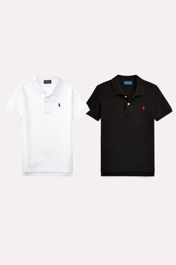 Kids Mesh Polo Shirts (Pack Of 2) white ,black